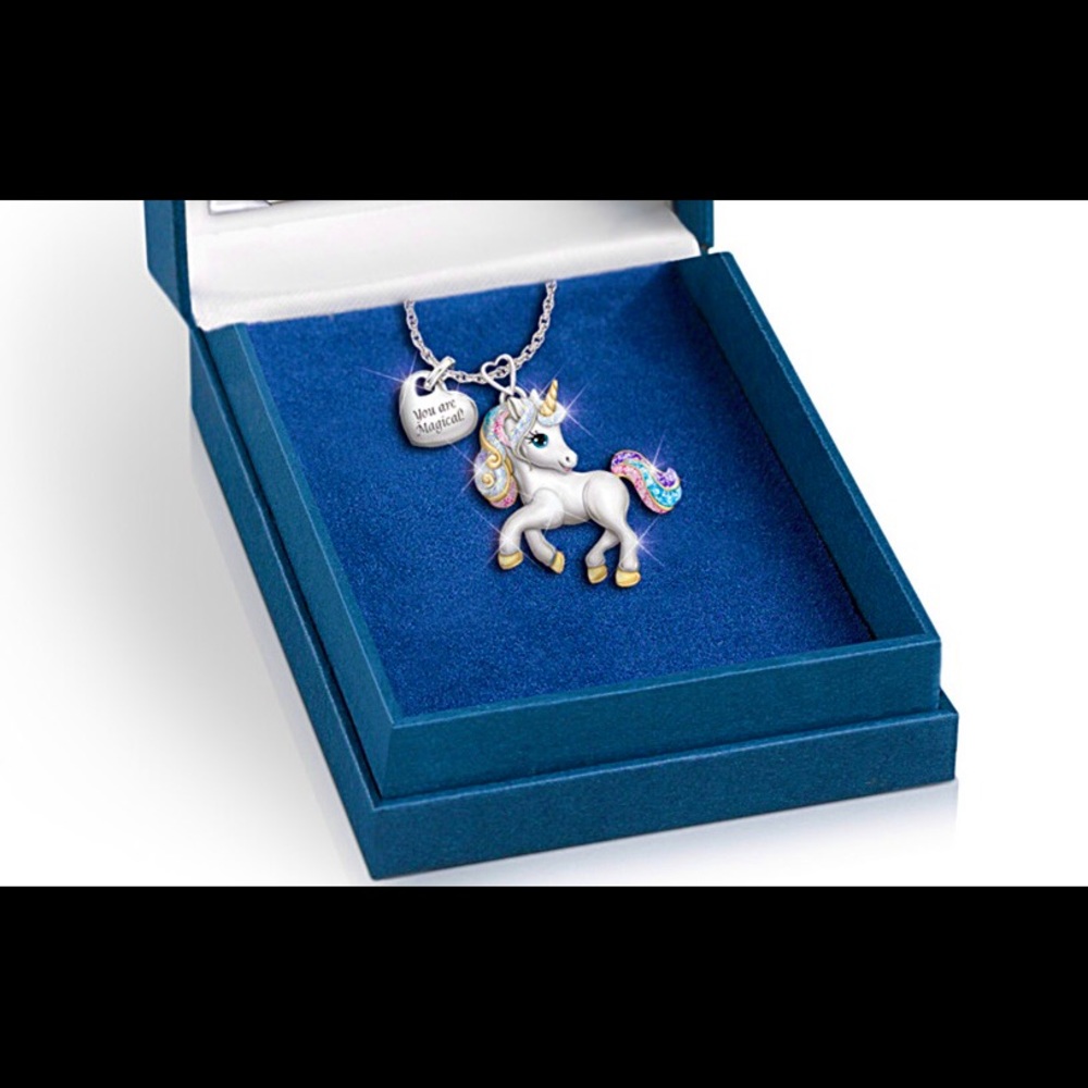🦄 STERLING SILVER UNICORN COLOR CRYSTAL NECKLACE 🦄